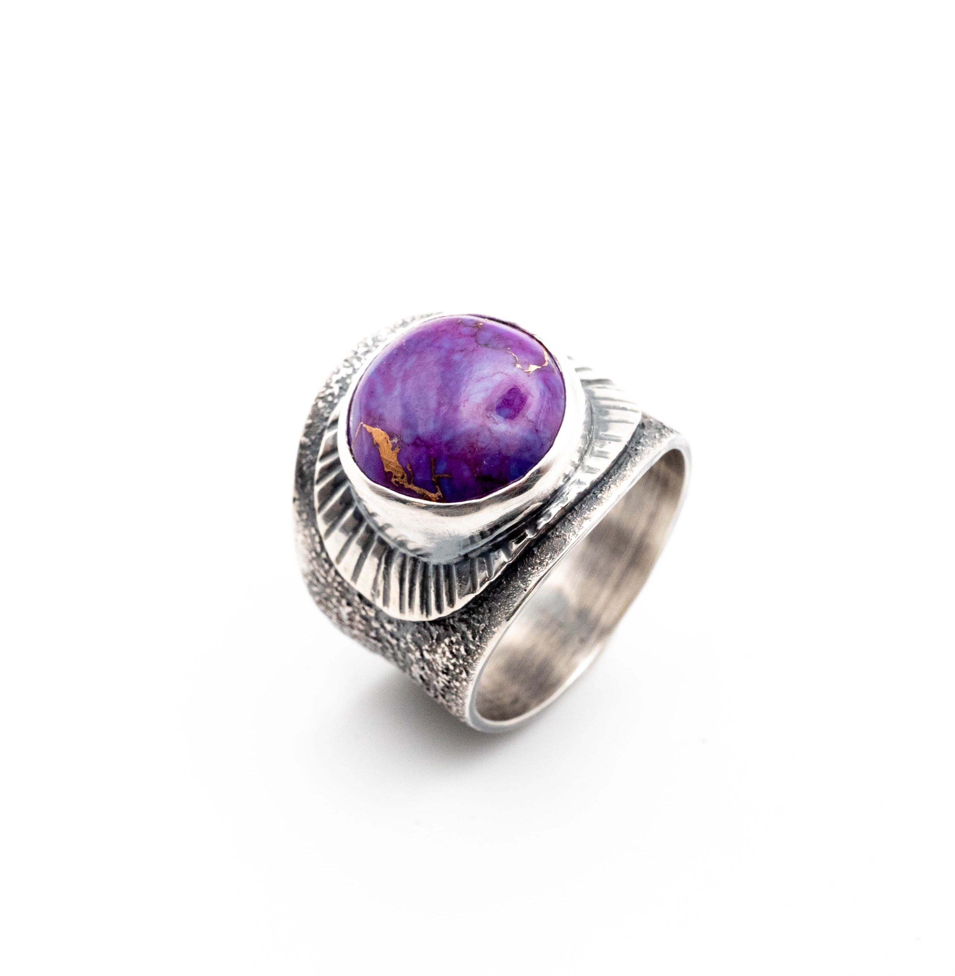 Οξειδωμένο δαχτυλίδι από ασήμι με Purple Copper Turquoise πέτρα - SILVERstro Κοσμήματα