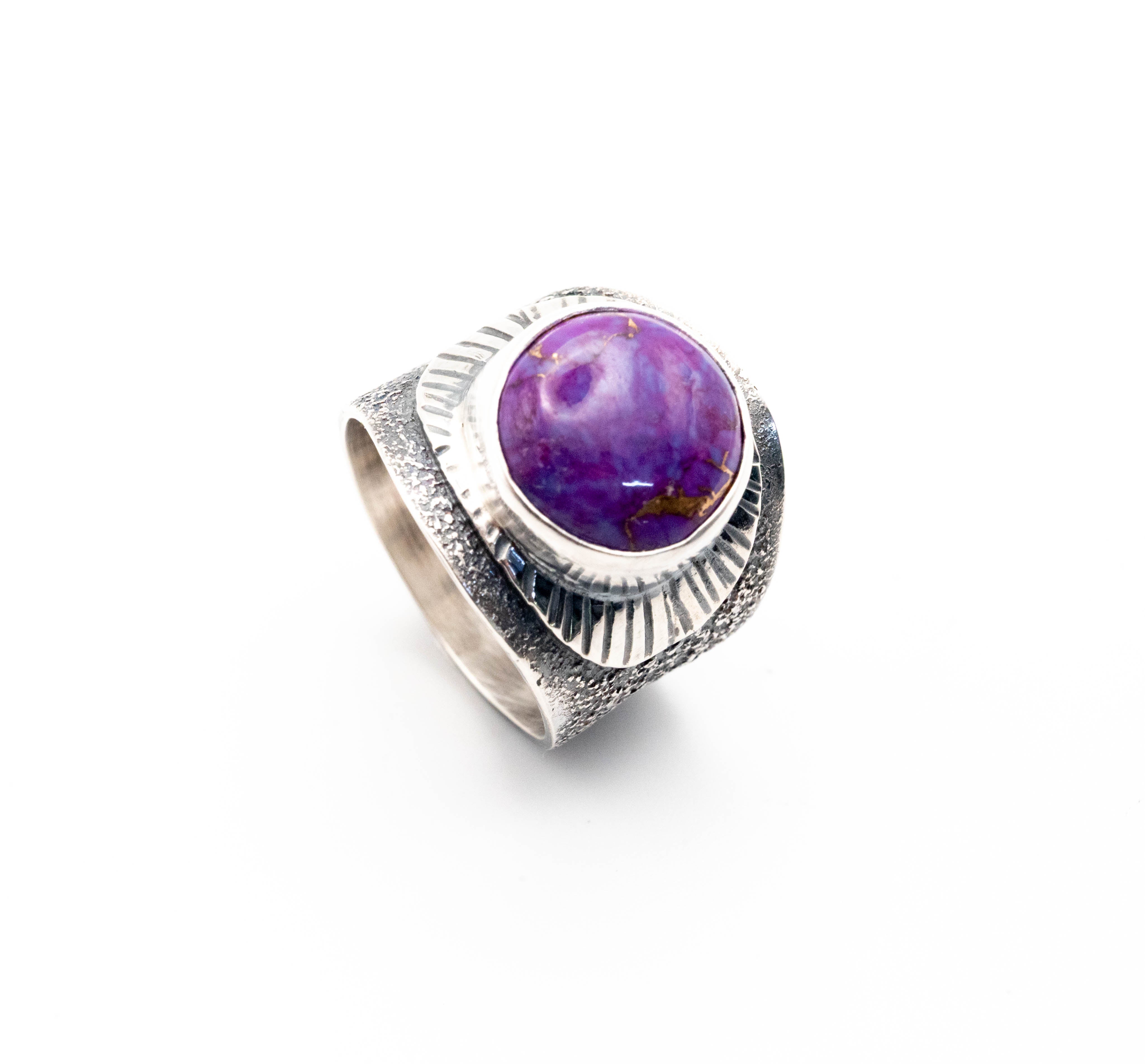 Οξειδωμένο δαχτυλίδι από ασήμι με Purple Copper Turquoise πέτρα - SILVERstro Κοσμήματα