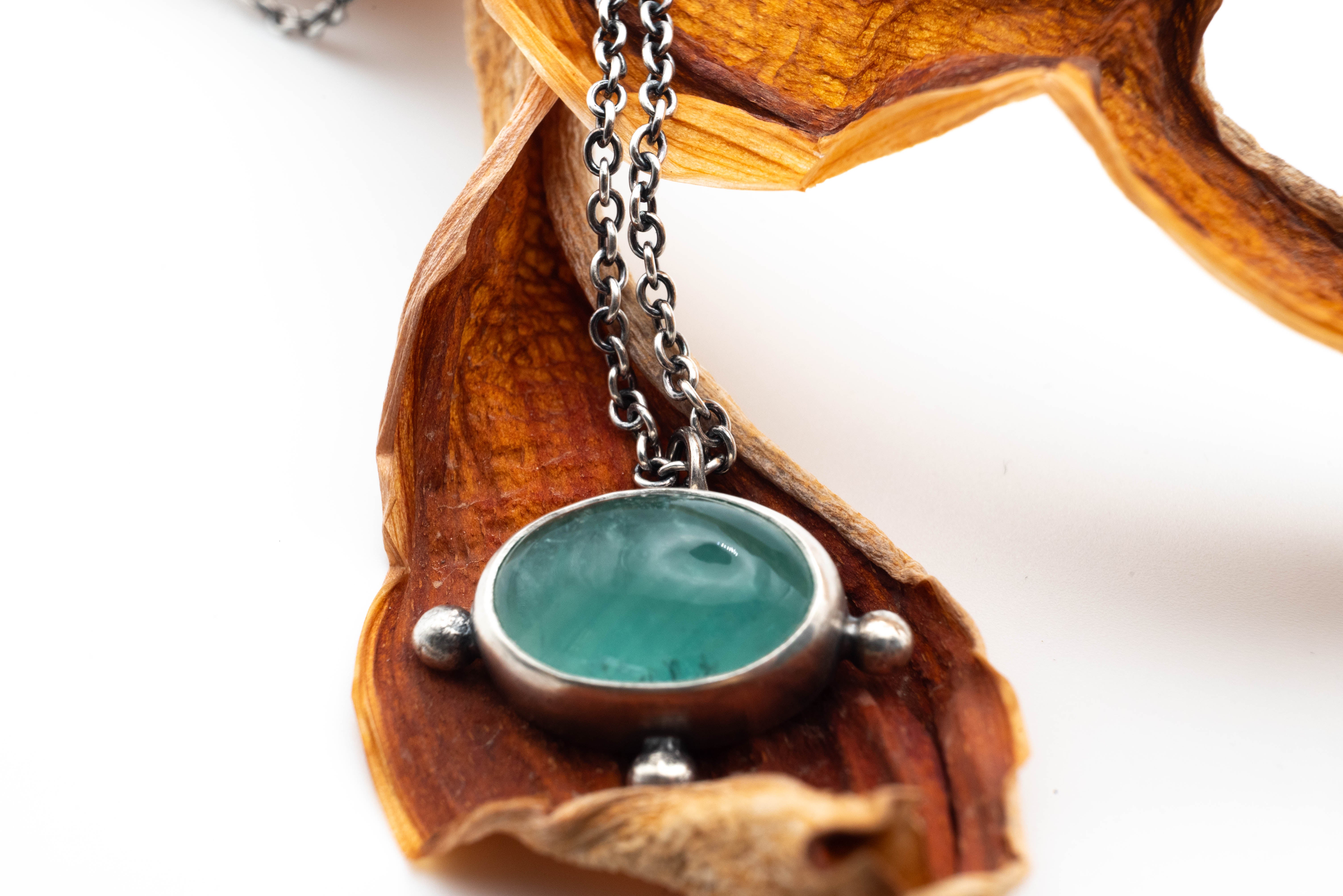 Ασημένιο κολιέ με Πράσινο Φθορίτη - SILVERstro Κοσμήματα