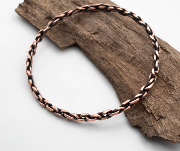 Ανδρικό Χειροποίητο  πλεχτό Βραχιόλι χειροπέδα από Χαλκό - SILVERstro Κοσμήματα