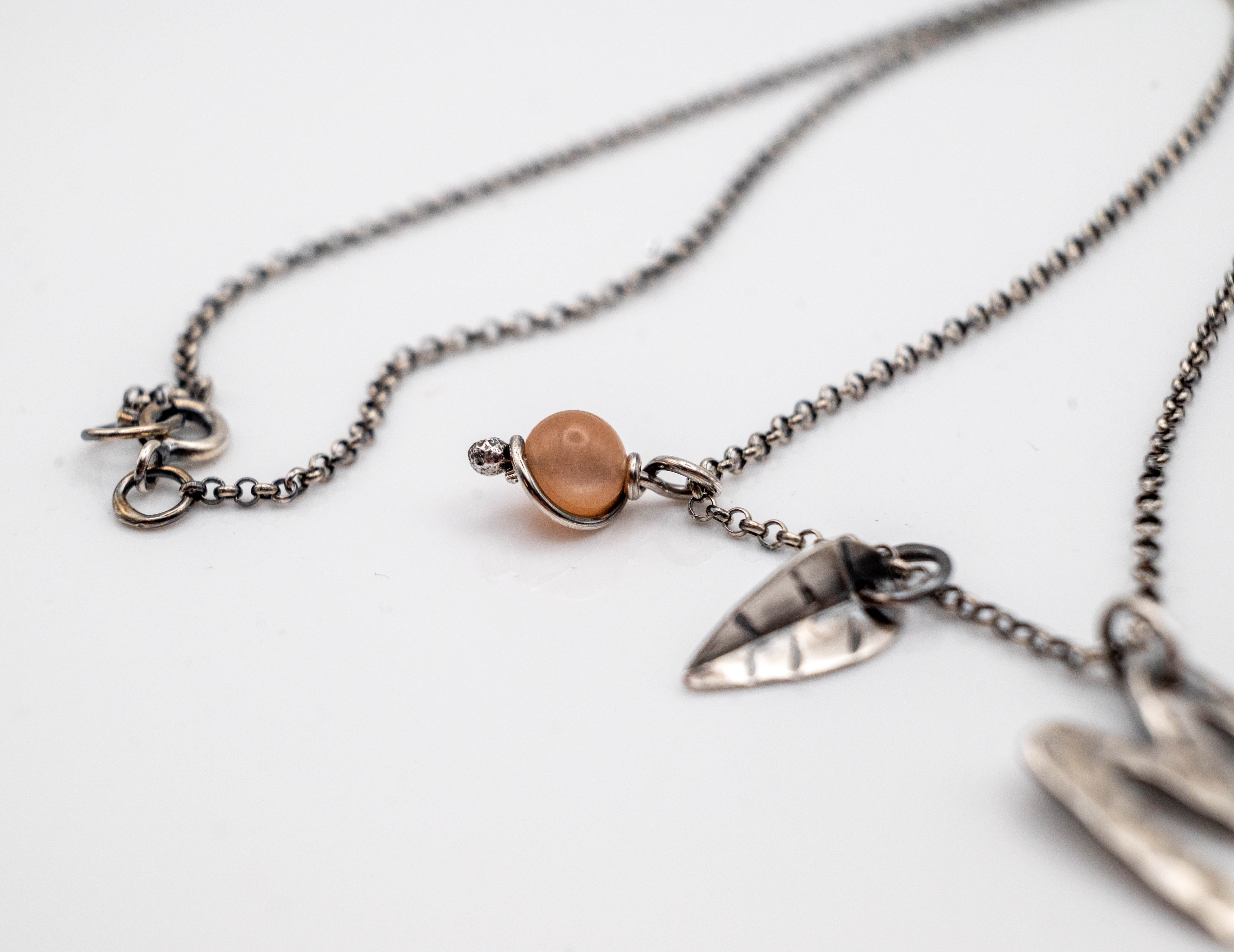 Monogram M Necklace | Leaf & Moonstone