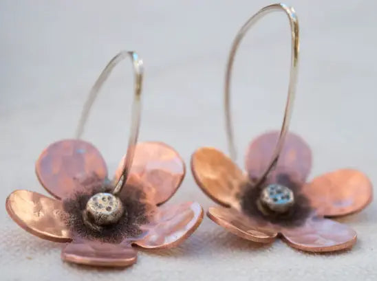 Γυναικείο Σετ Κοσμημάτων — Σκουλαρίκια & Δαχτυλίδι Λουλούδι Χαλκός & Ασήμι | SILVERstro - SILVERstro Κοσμήματα