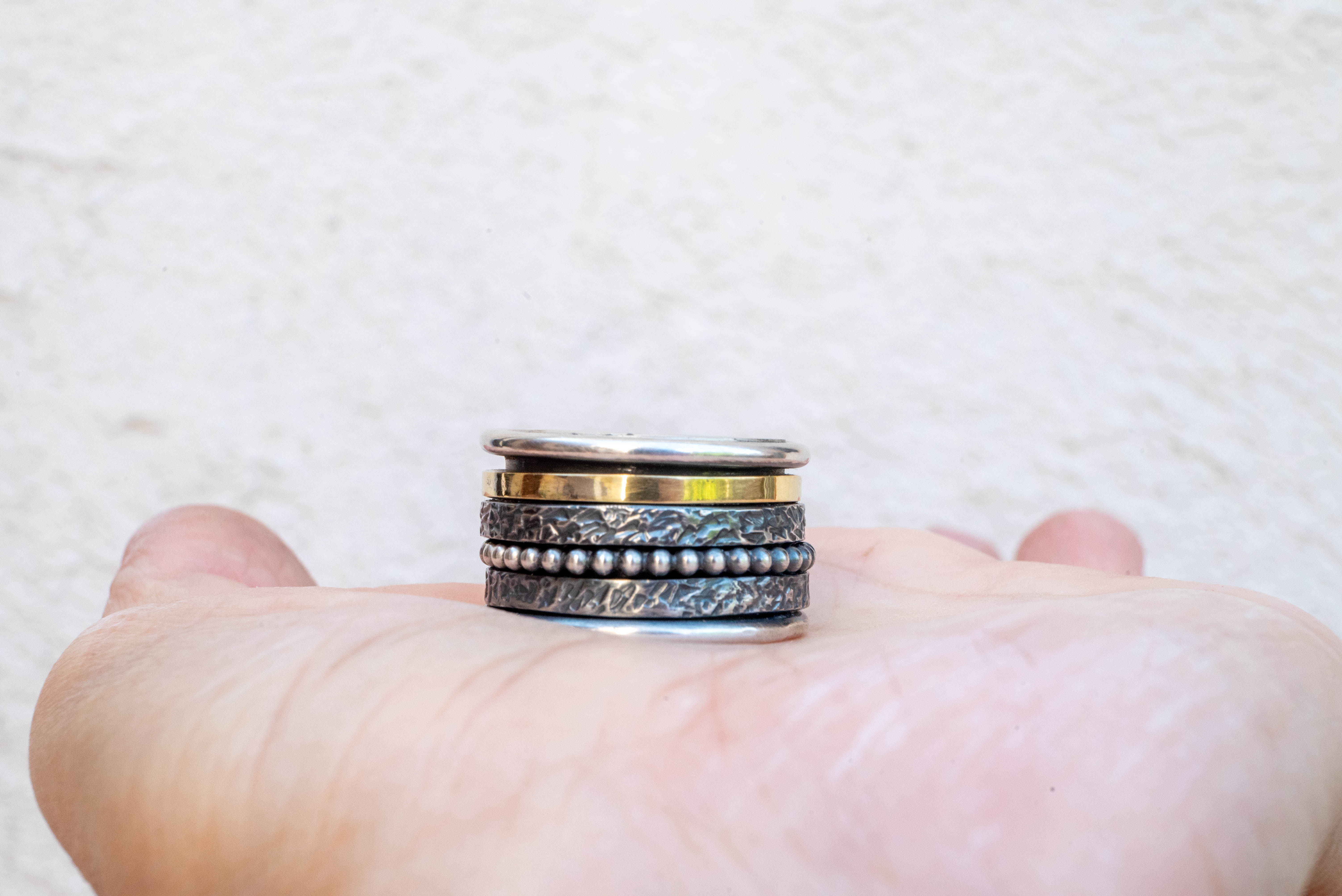 Χειροποίητο Spinner Δαχτυλίδι Ασήμι 925 & Ορείχαλκο – Φαρδύ 15mm Unisex - SILVERstro Κοσμήματα