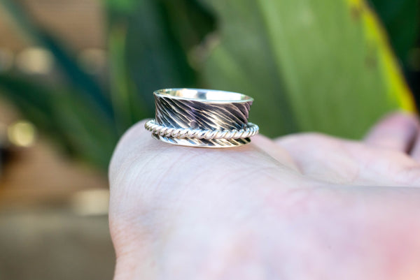 Γήινο spinner δαχτυλίδι ασήμι 925 – δυναμικό artisan κόσμημα – SILVERstro