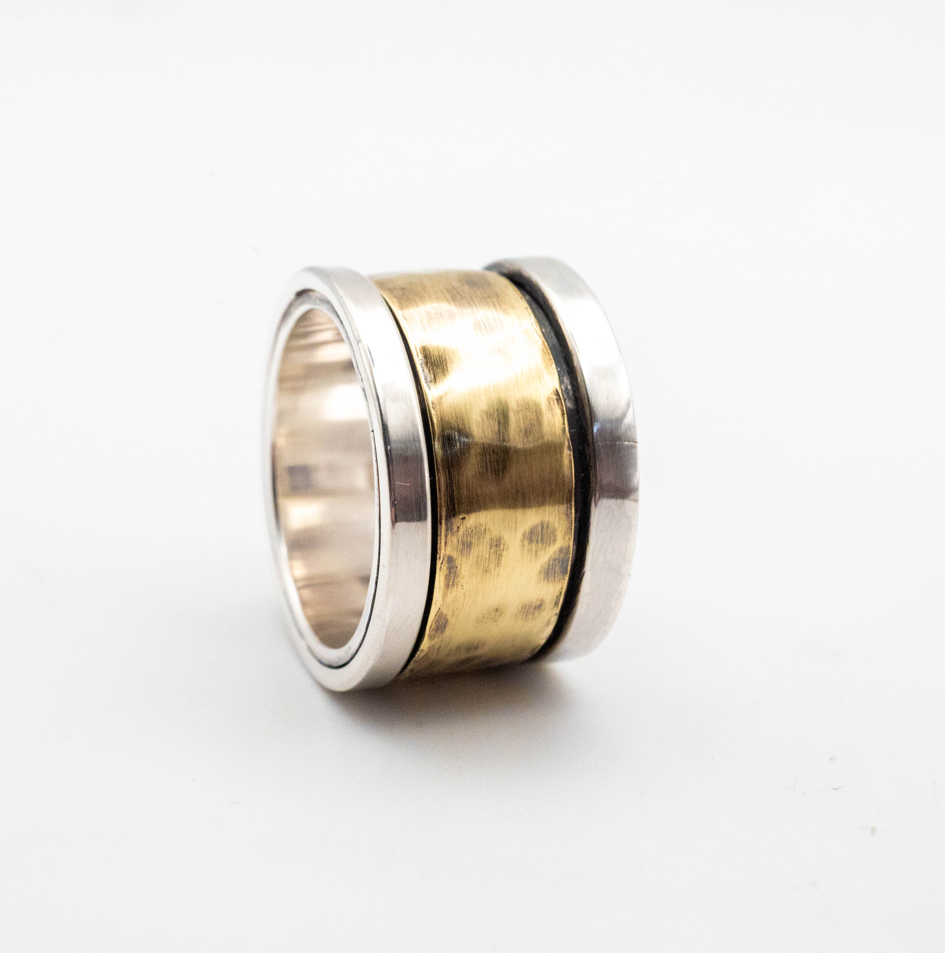 Χειροποίητο spinner δαχτυλίδι ασήμι ορείχαλκος – frontal view – SILVERstro