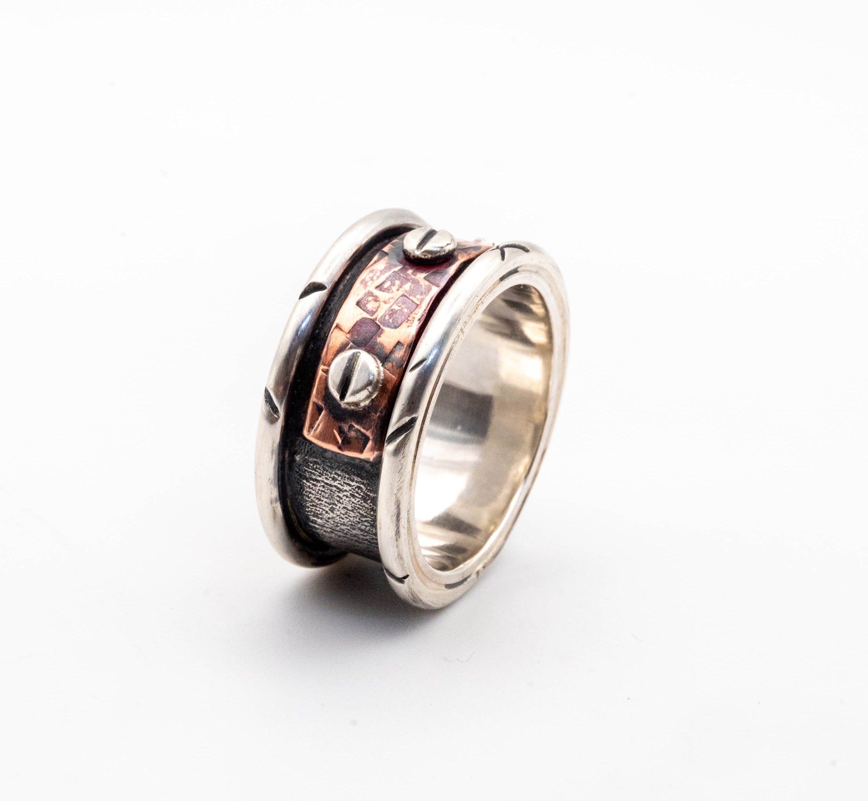 Ανδρικό δαχτυλίδι από ασήμι & χαλκό – Unisex statement κόσμημα - SILVERstro Κοσμήματα