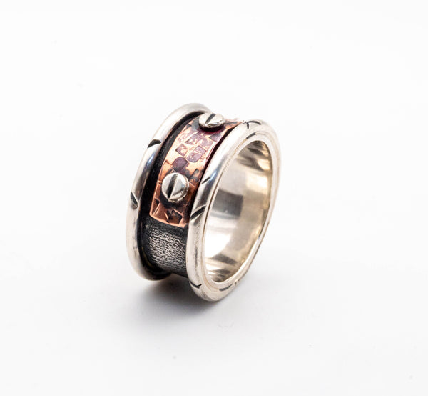 Ανδρικό δαχτυλίδι από ασήμι & χαλκό – Unisex statement κόσμημα - SILVERstro Κοσμήματα