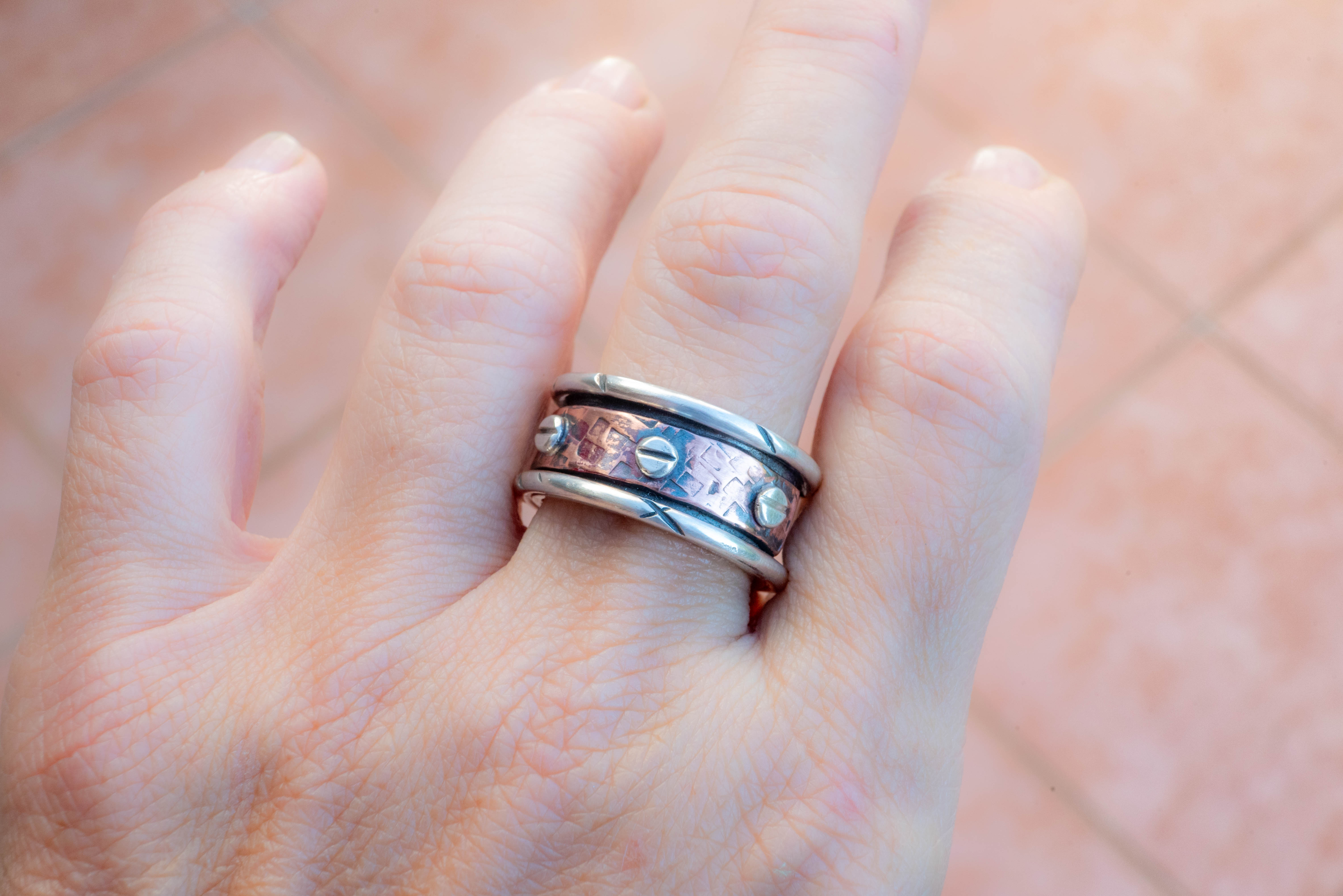 Ανδρικό δαχτυλίδι από ασήμι & χαλκό – Unisex statement κόσμημα - SILVERstro Κοσμήματα