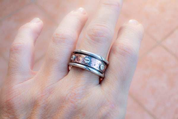 Ανδρικό δαχτυλίδι από ασήμι & χαλκό – Unisex statement κόσμημα - SILVERstro Κοσμήματα