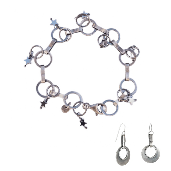 Hematite- Bracelet with earrings