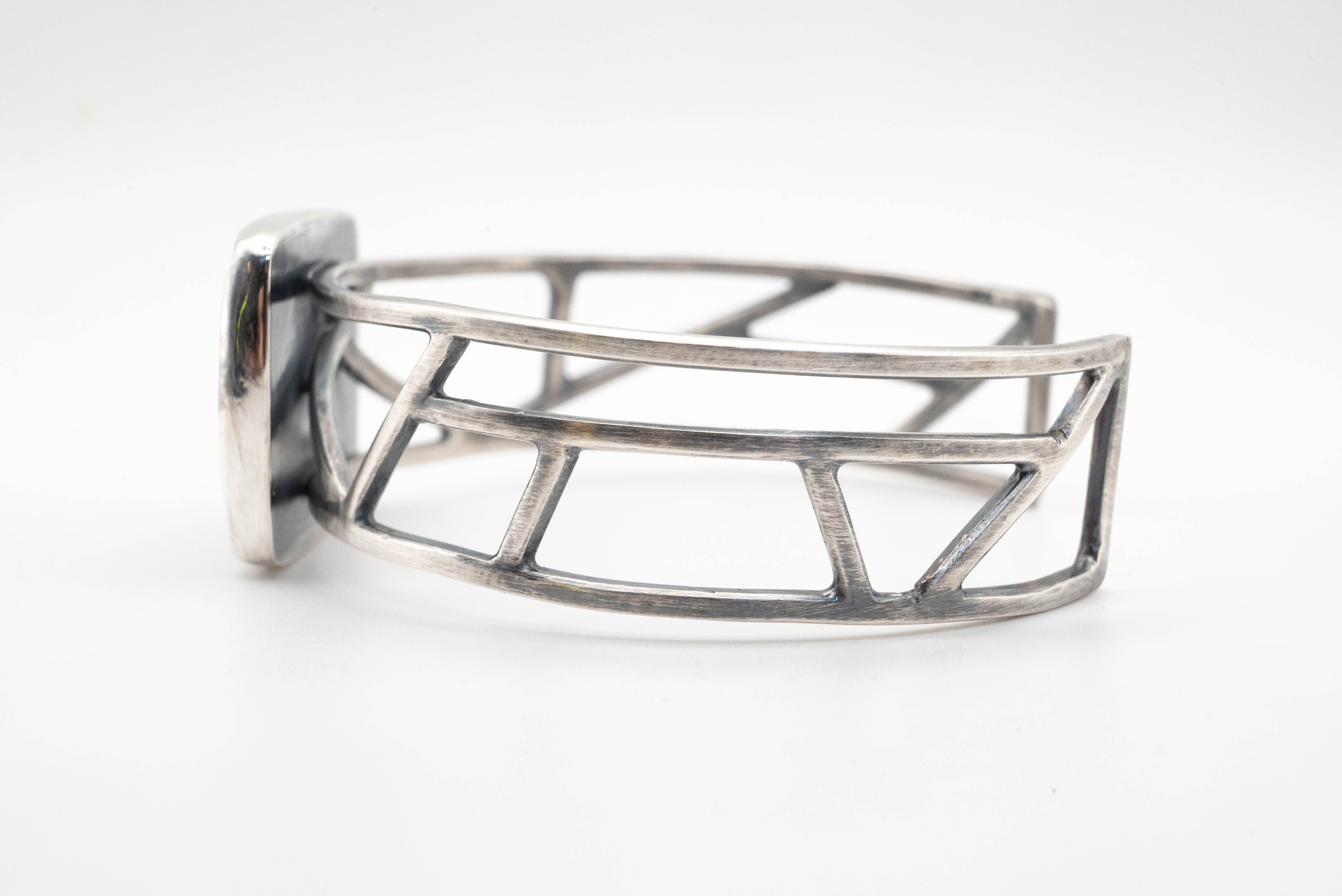 Βραχιόλι cuff από ασήμι με Blue Lace Agate - SILVERstro Κοσμήματα
