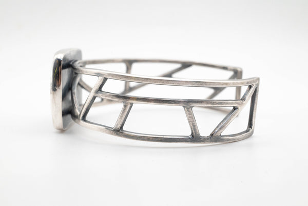 Βραχιόλι cuff από ασήμι με Blue Lace Agate - SILVERstro Κοσμήματα