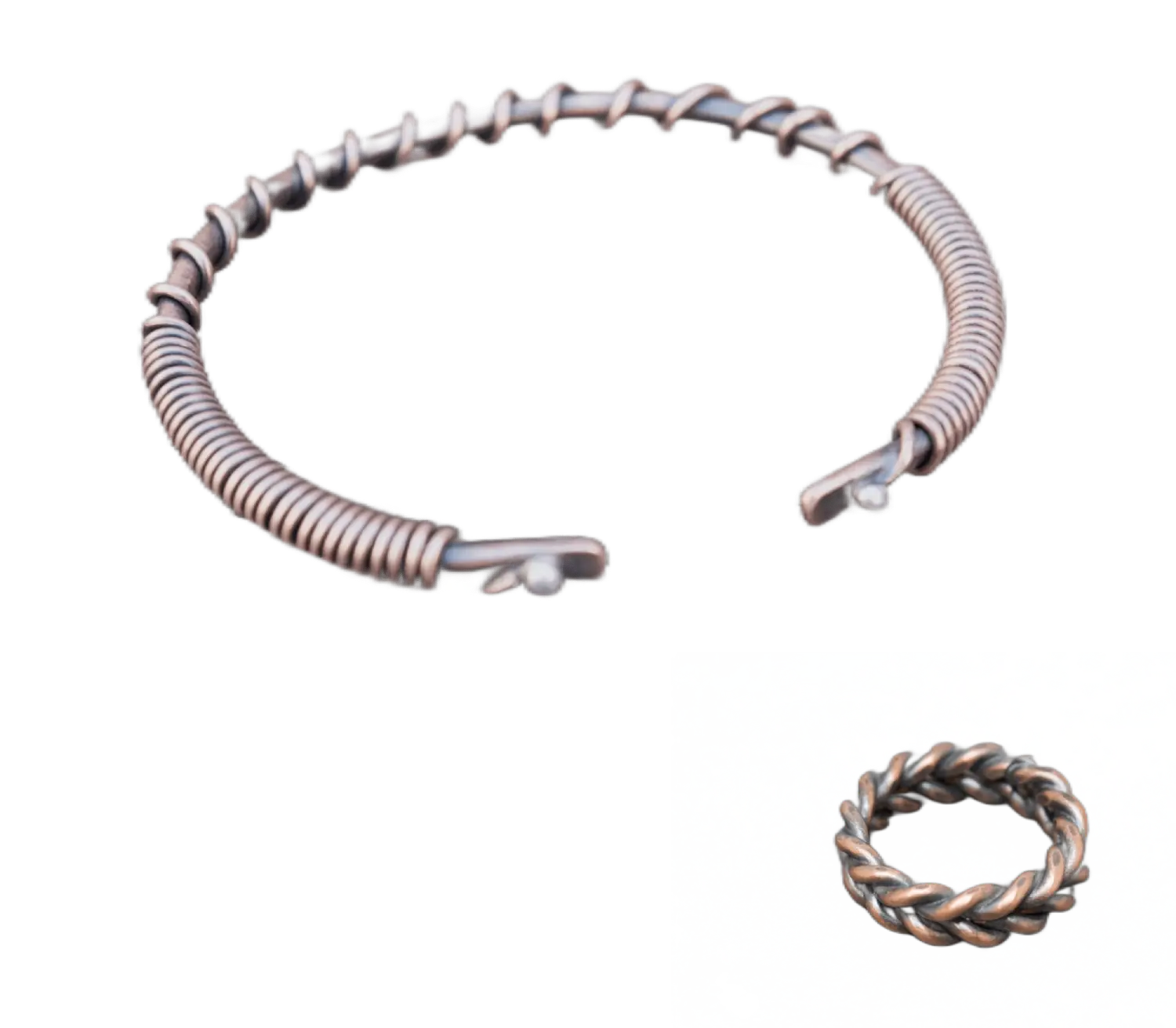 Πλεχτό Βραχιόλι και Δαχτυλίδι από Χαλκό
