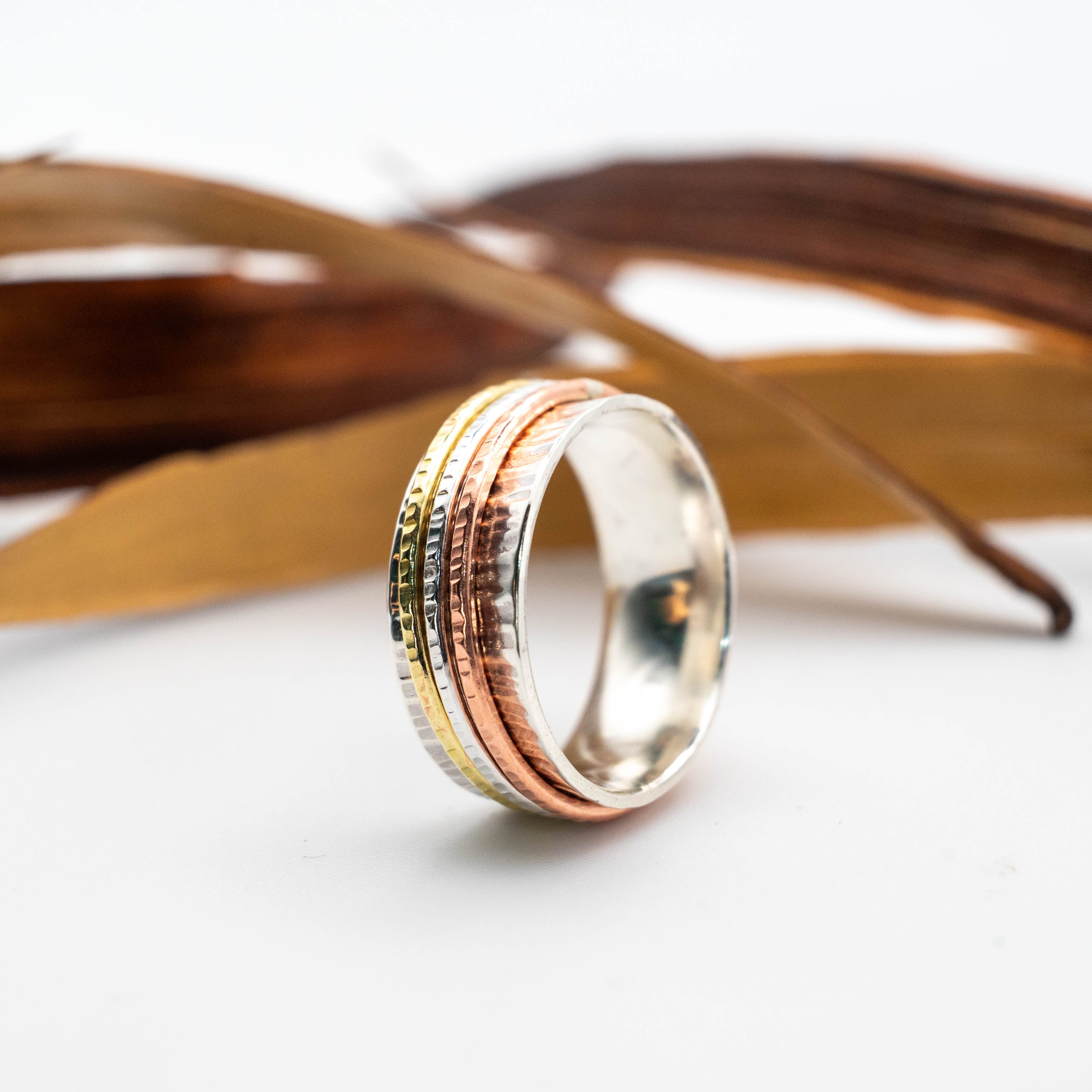 Γυαλιστερή σφυρήλατη γάμπα 8mm spinner – artisan χειροποίητο – SILVERstro
