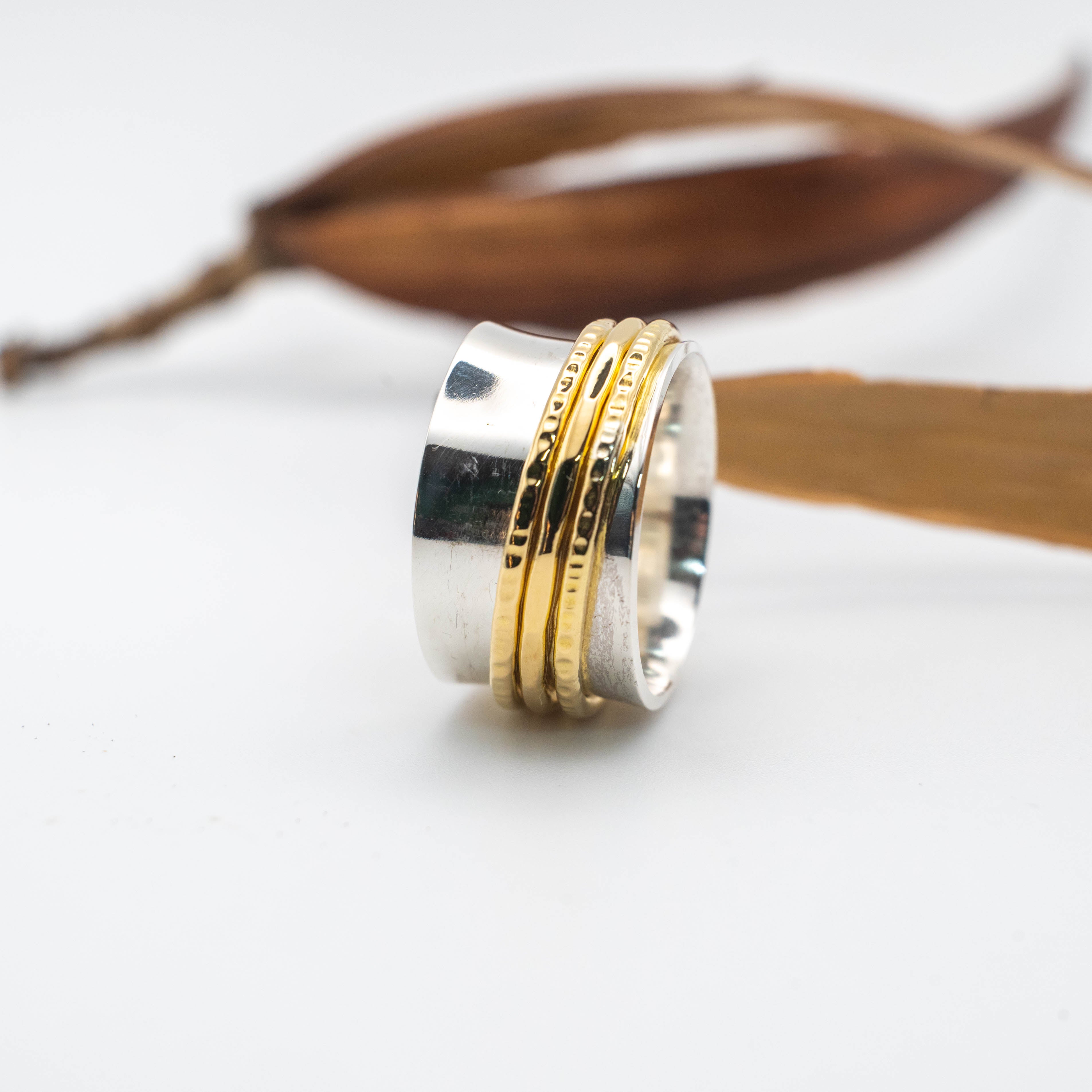 Ασημένιο spinner δαχτυλίδι με ορείχαλκο - SILVERstro Κοσμήματα
