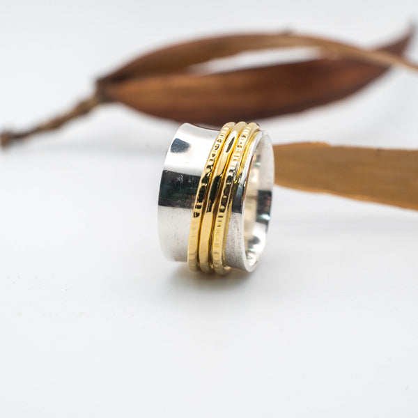 Ασημένιο spinner δαχτυλίδι με ορείχαλκο - SILVERstro Κοσμήματα