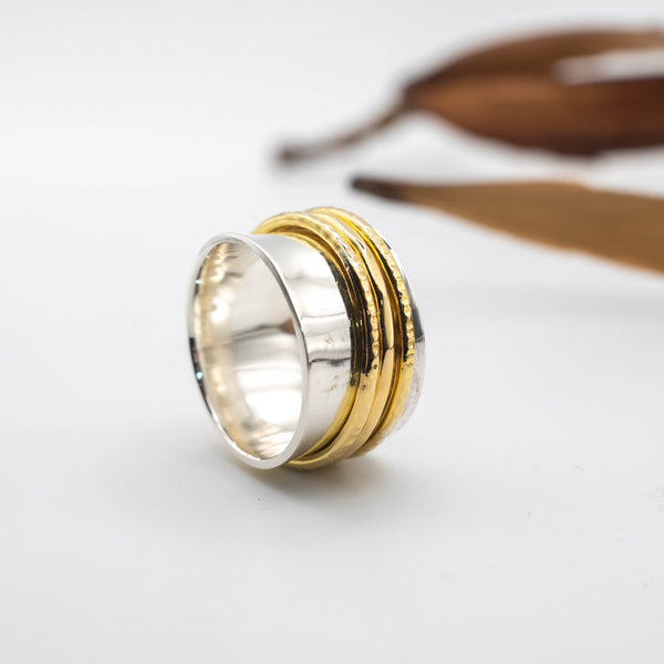 Spinner 12mm ασήμι γυαλιστερό με σφυρήλατα βεράκια ορείχαλκου 1,5mm – πλάγια όψη – SILVERstro