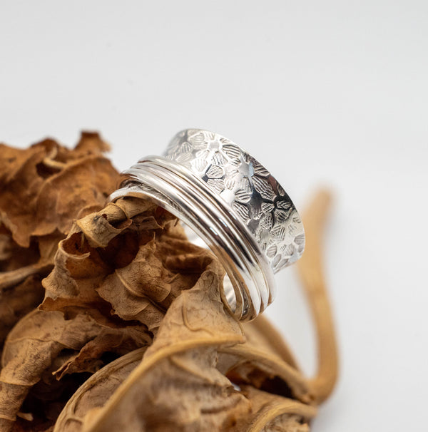 Χειροποίητο spinner λουλούδια – γυναικείο statement ring – SILVERstro