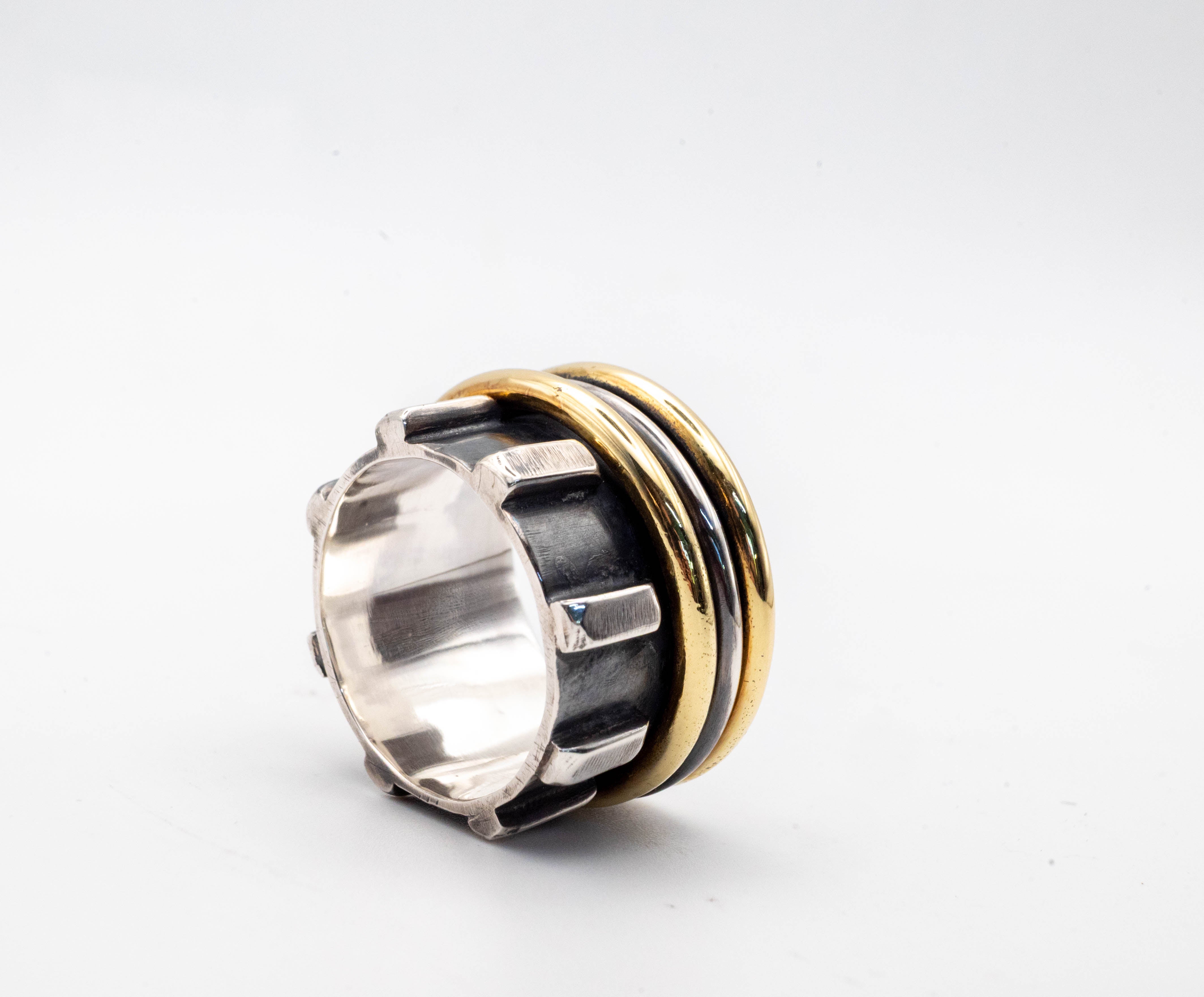 Φαρδύ spinner unisex ασήμι ορείχαλκος – πλάγια όψη – SILVERstro