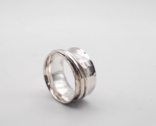 Ασημένιο spinner 12mm σφυρήλατο με 2 περιστρεφόμενες βέρες – πλάγια όψη – SILVERstro