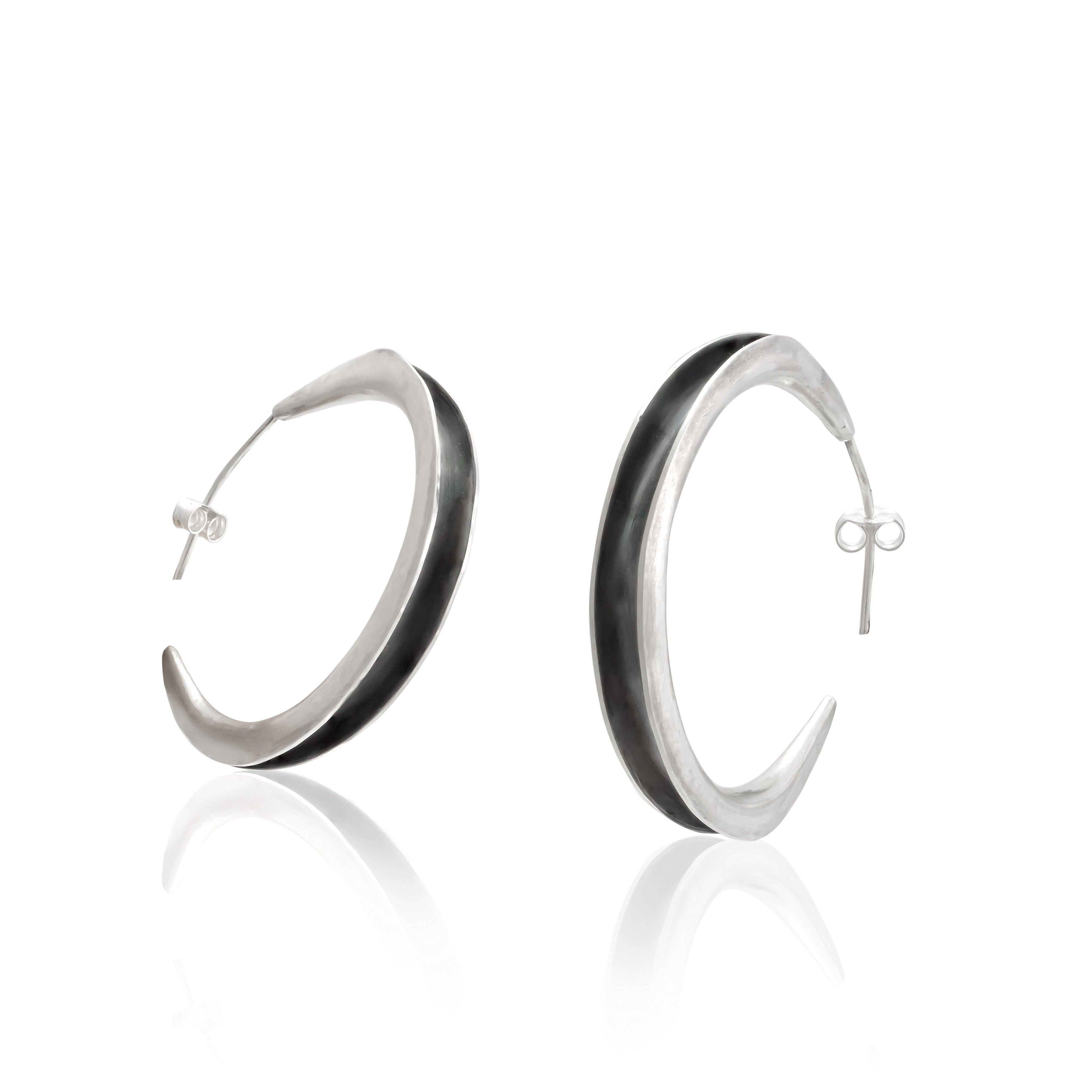Κρίκοι Ασήμι 925 με Οξείδωση 40mm Χειροποίητοι - SILVERstro Κοσμήματα