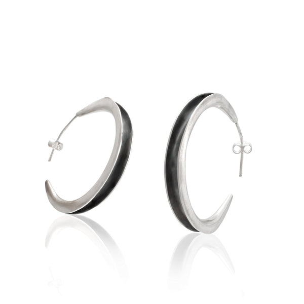 Κρίκοι Ασήμι 925 με Οξείδωση 40mm Χειροποίητοι - SILVERstro Κοσμήματα
