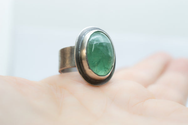 Ασημένιο δαχτυλίδι 925 με Πράσινο Φθορίτη (Green Flourite) - SILVERstro Κοσμήματα