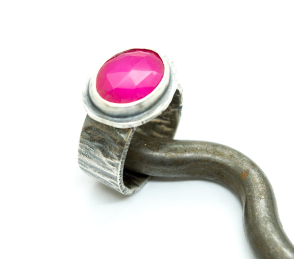 Ασημένιο δαχτυλίδι 925 με Ρόζ Χαλκηδόνιο(Pink chalcedony) - SILVERstro Κοσμήματα