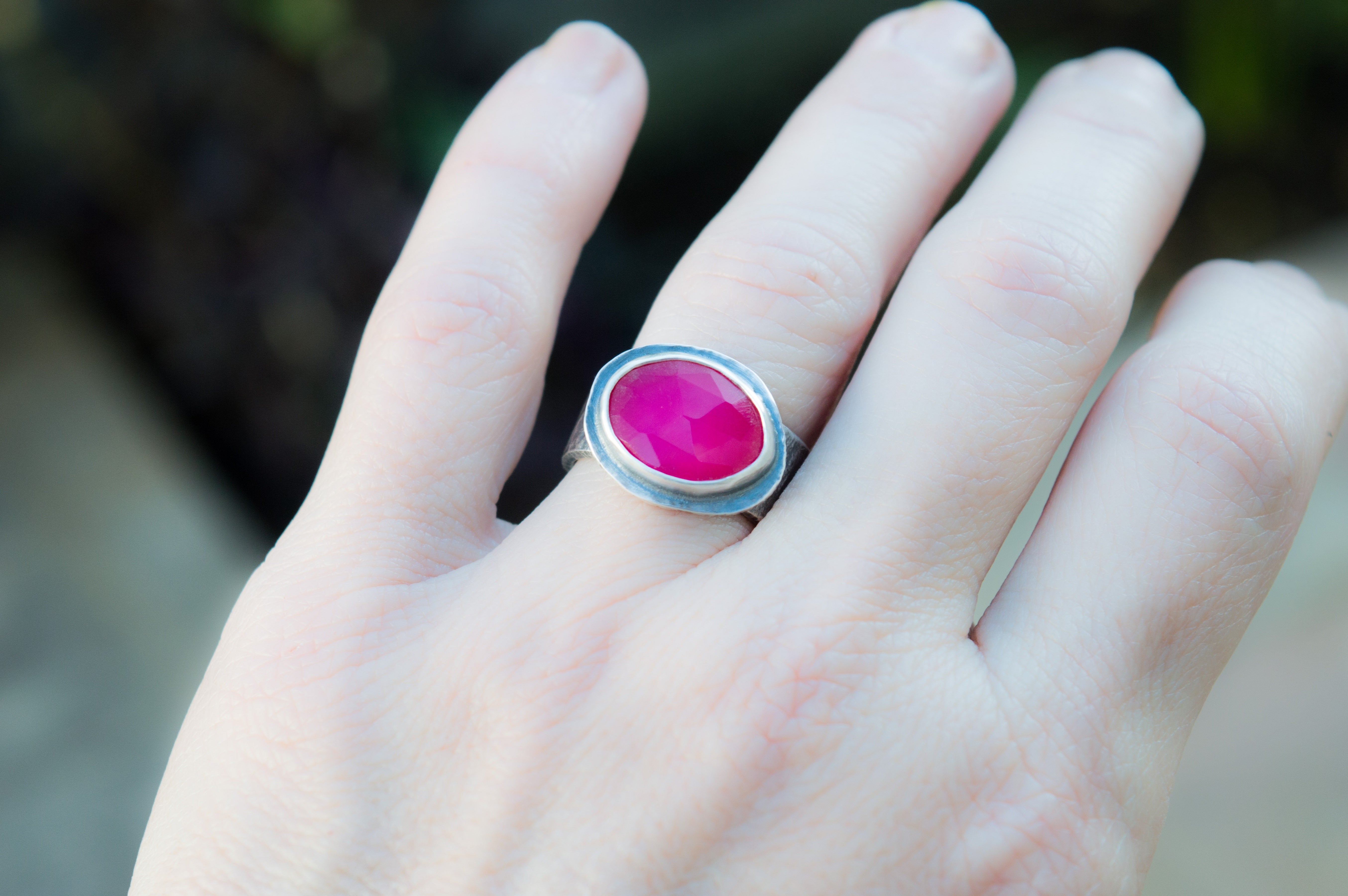 Ασημένιο δαχτυλίδι 925 με Ρόζ Χαλκηδόνιο(Pink chalcedony) - SILVERstro Κοσμήματα