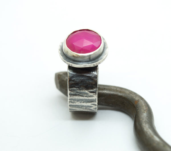 Ασημένιο δαχτυλίδι 925 με Ρόζ Χαλκηδόνιο(Pink chalcedony) - SILVERstro Κοσμήματα