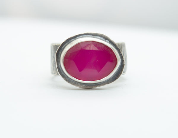 Ασημένιο δαχτυλίδι 925 με Ρόζ Χαλκηδόνιο(Pink chalcedony) - SILVERstro Κοσμήματα