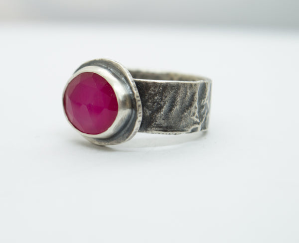 Ασημένιο δαχτυλίδι 925 με Ρόζ Χαλκηδόνιο(Pink chalcedony) - SILVERstro Κοσμήματα