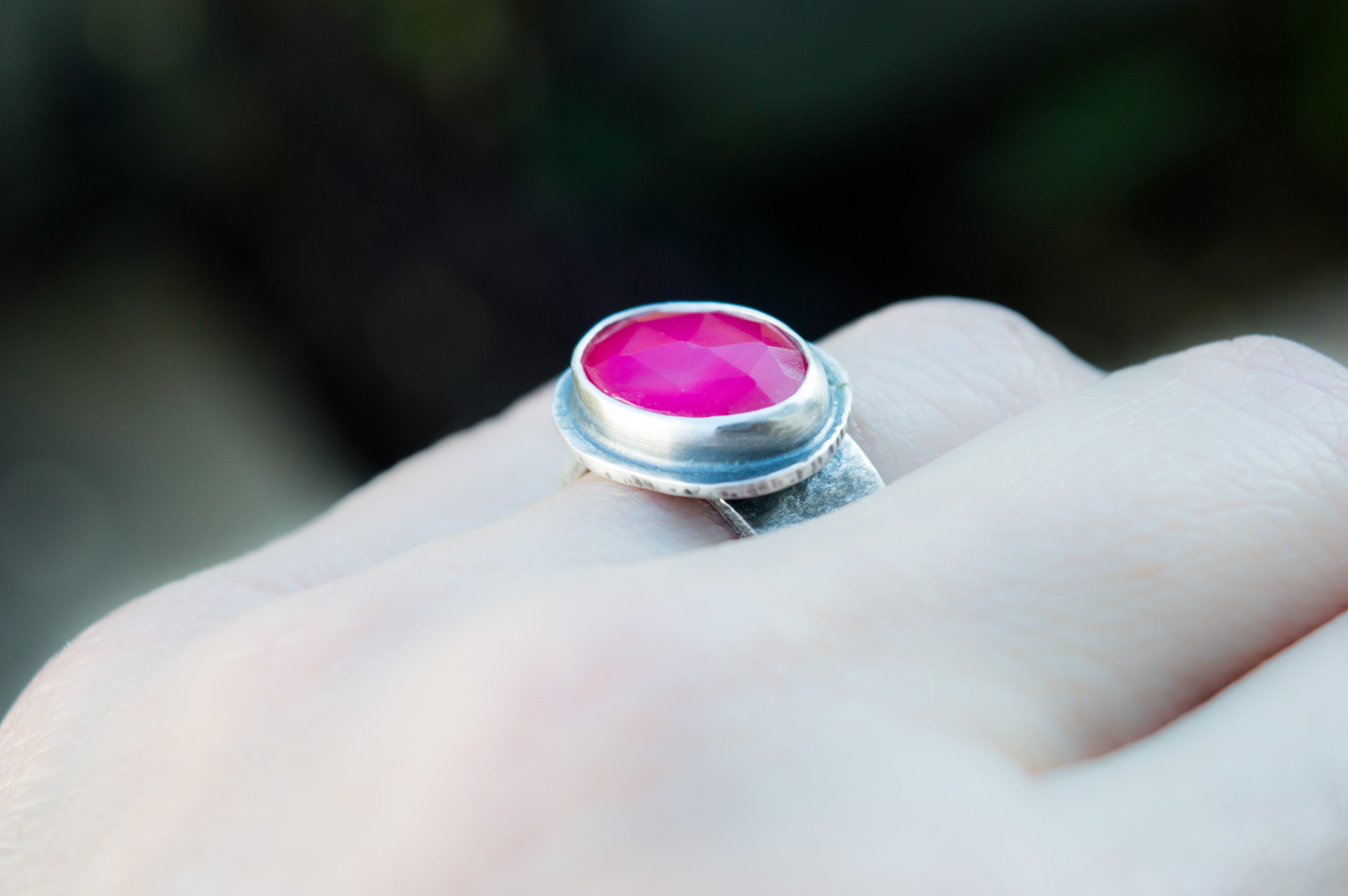 Ασημένιο δαχτυλίδι 925 με Ρόζ Χαλκηδόνιο(Pink chalcedony) - SILVERstro Κοσμήματα
