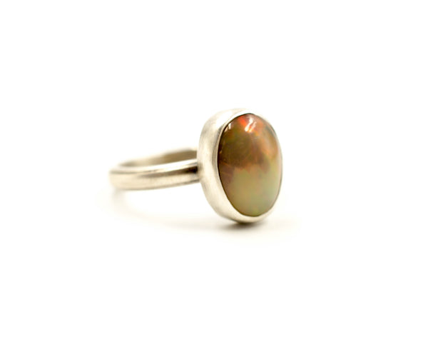 Ασημένιο Οβάλ Οπάλ δαχτυλίδι (Brown Ethiopian Opal) - SILVERstro Κοσμήματα