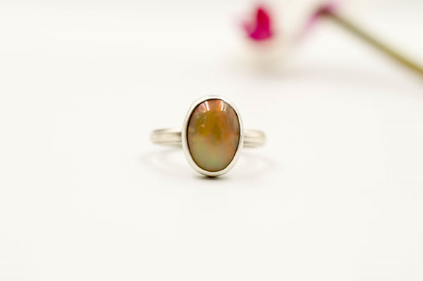 Ασημένιο Οβάλ Οπάλ δαχτυλίδι (Brown Ethiopian Opal) - SILVERstro Κοσμήματα