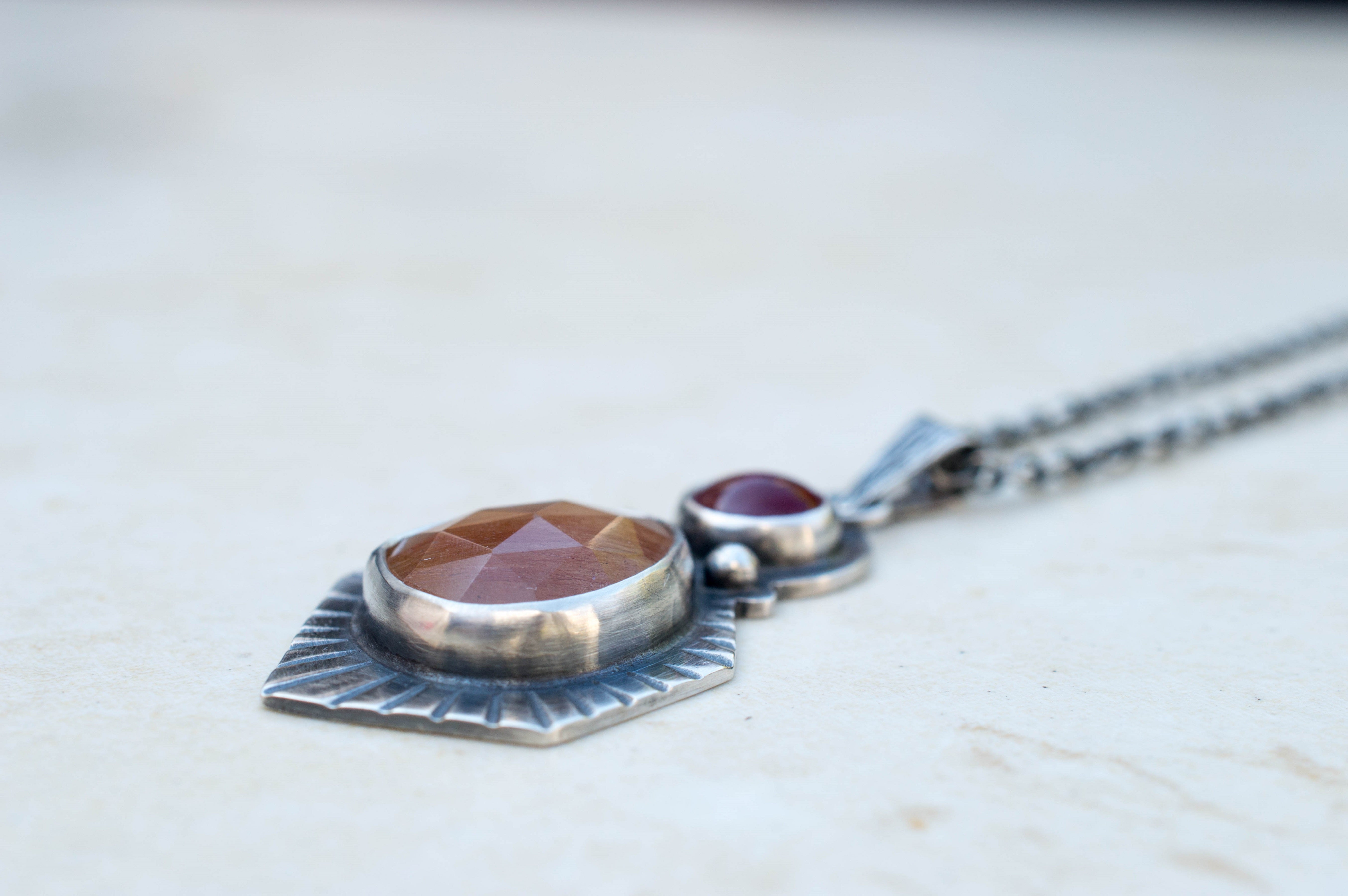 Ασημένιο κολιέ με Ρουμπίνι και Copper Ρουτίλιο - SILVERstro Κοσμήματα
