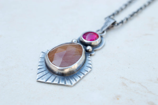 Ασημένιο κολιέ με Ρουμπίνι και Copper Ρουτίλιο - SILVERstro Κοσμήματα