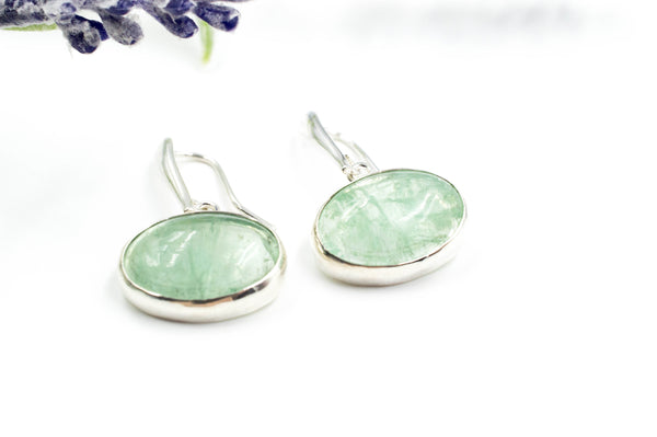 Silver earrings with green Fluorite
