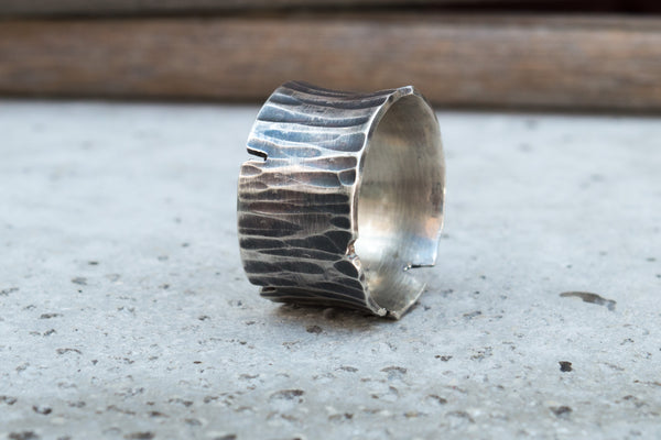 Silver hammered ring