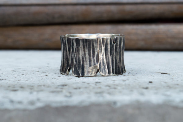 Silver hammered ring