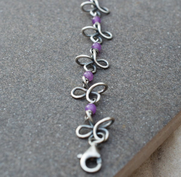 Silver bracelet with handmade chain
