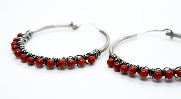 Silver earrings with Coral