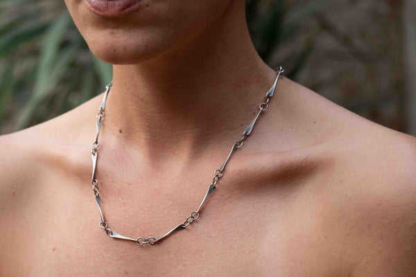 Handmade Silver Chain Necklace "Bone"