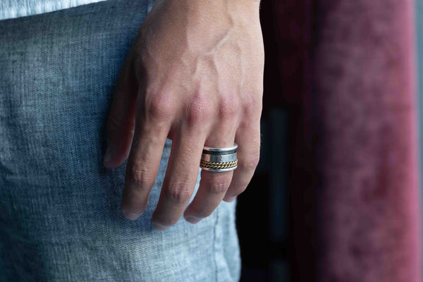 ανδρικό spinner ring ασημένιο χειροποίητο