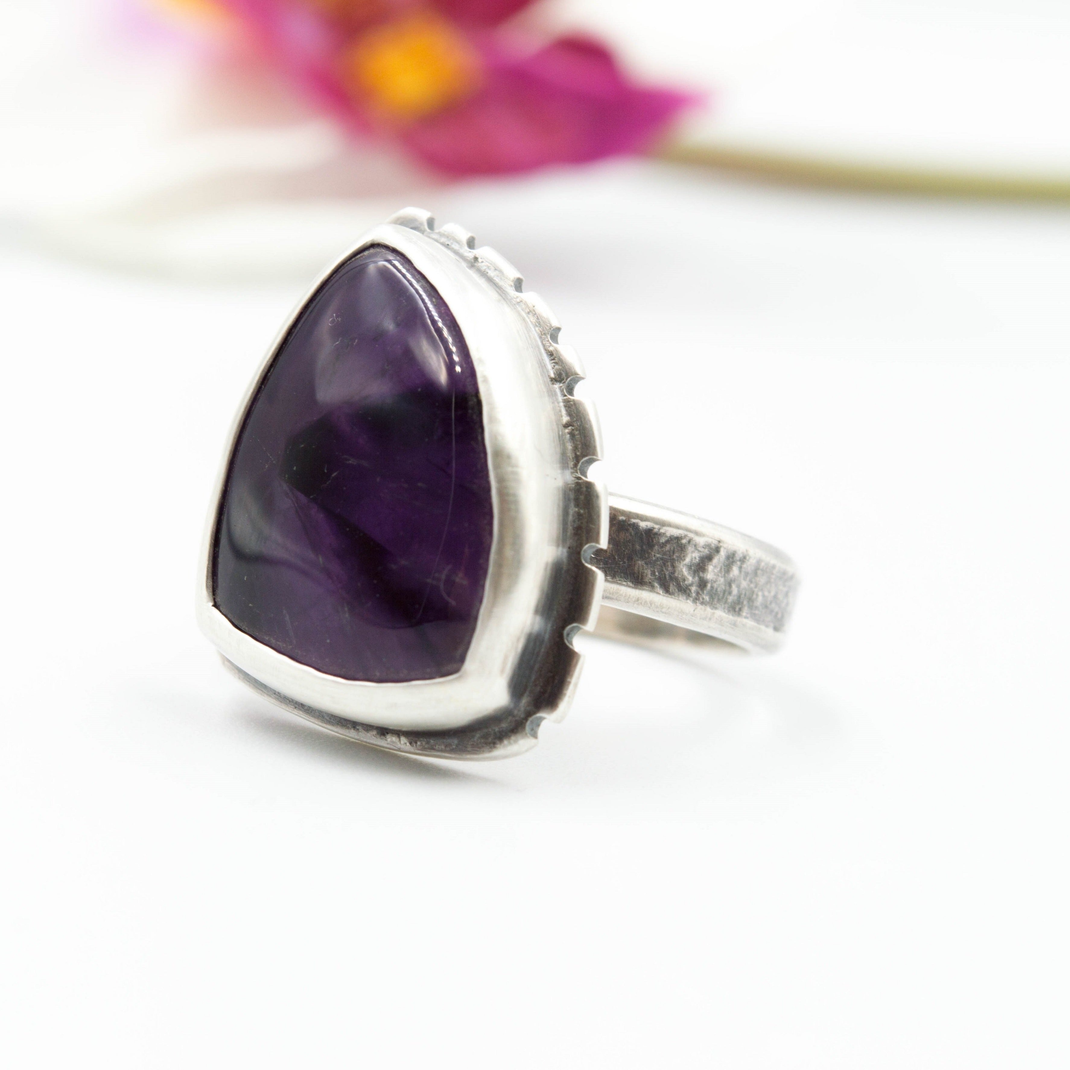 ασημενιο δαχτυλιδι με αμεθυστο