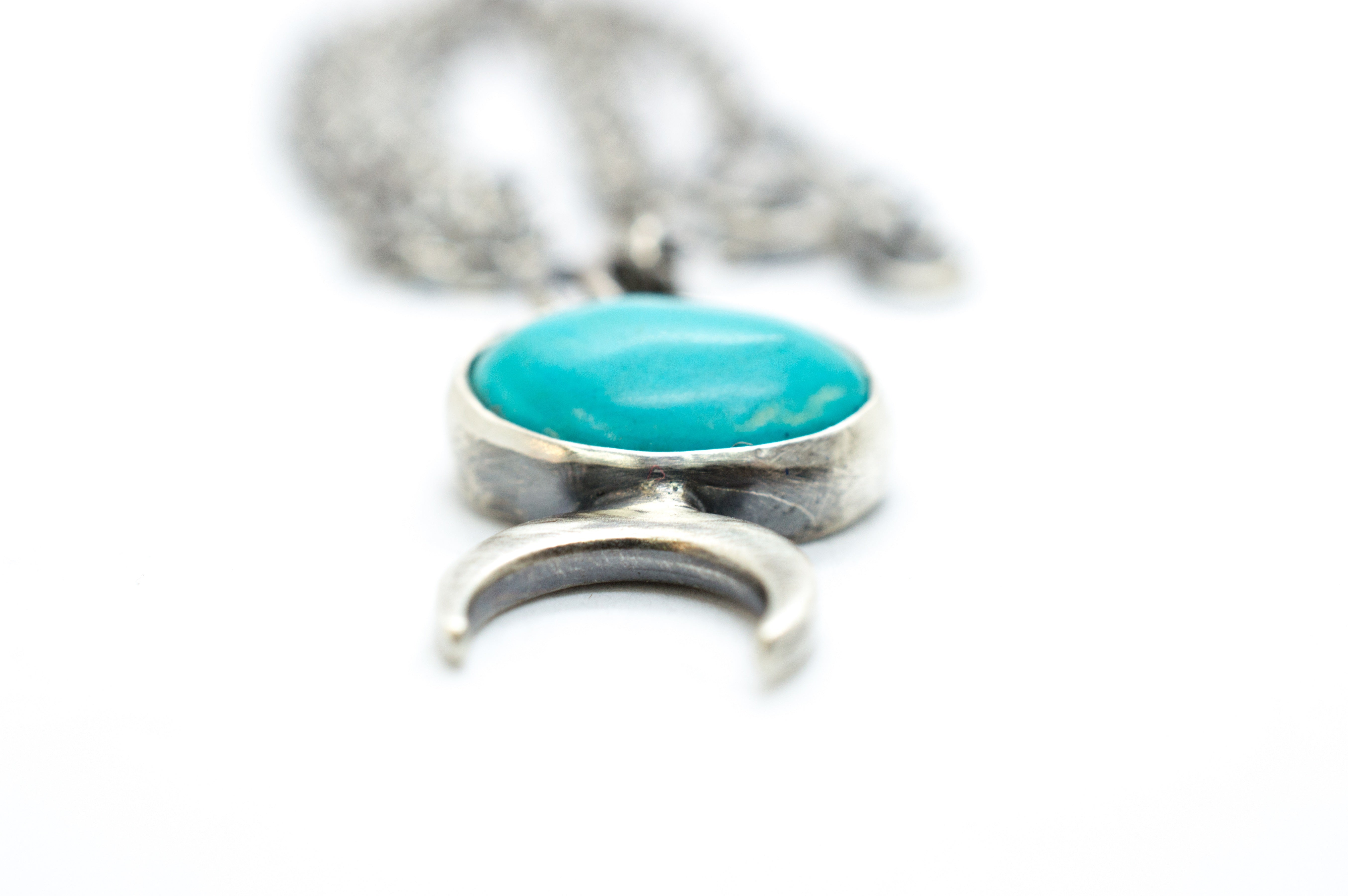 Silver Moon Necklace with Turquoise