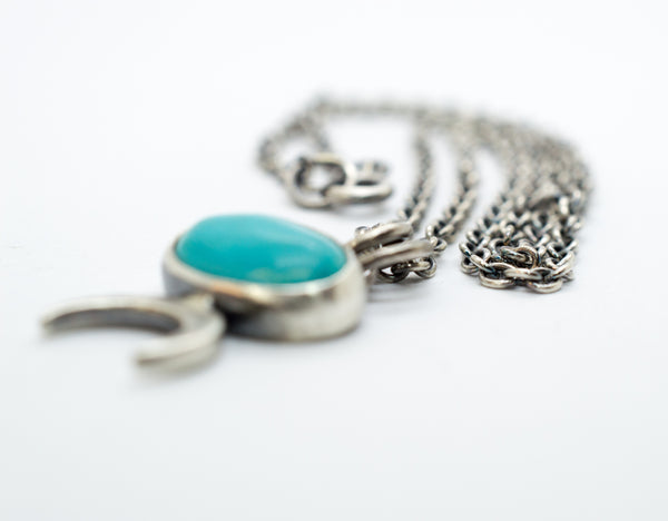 Silver Moon Necklace with Turquoise
