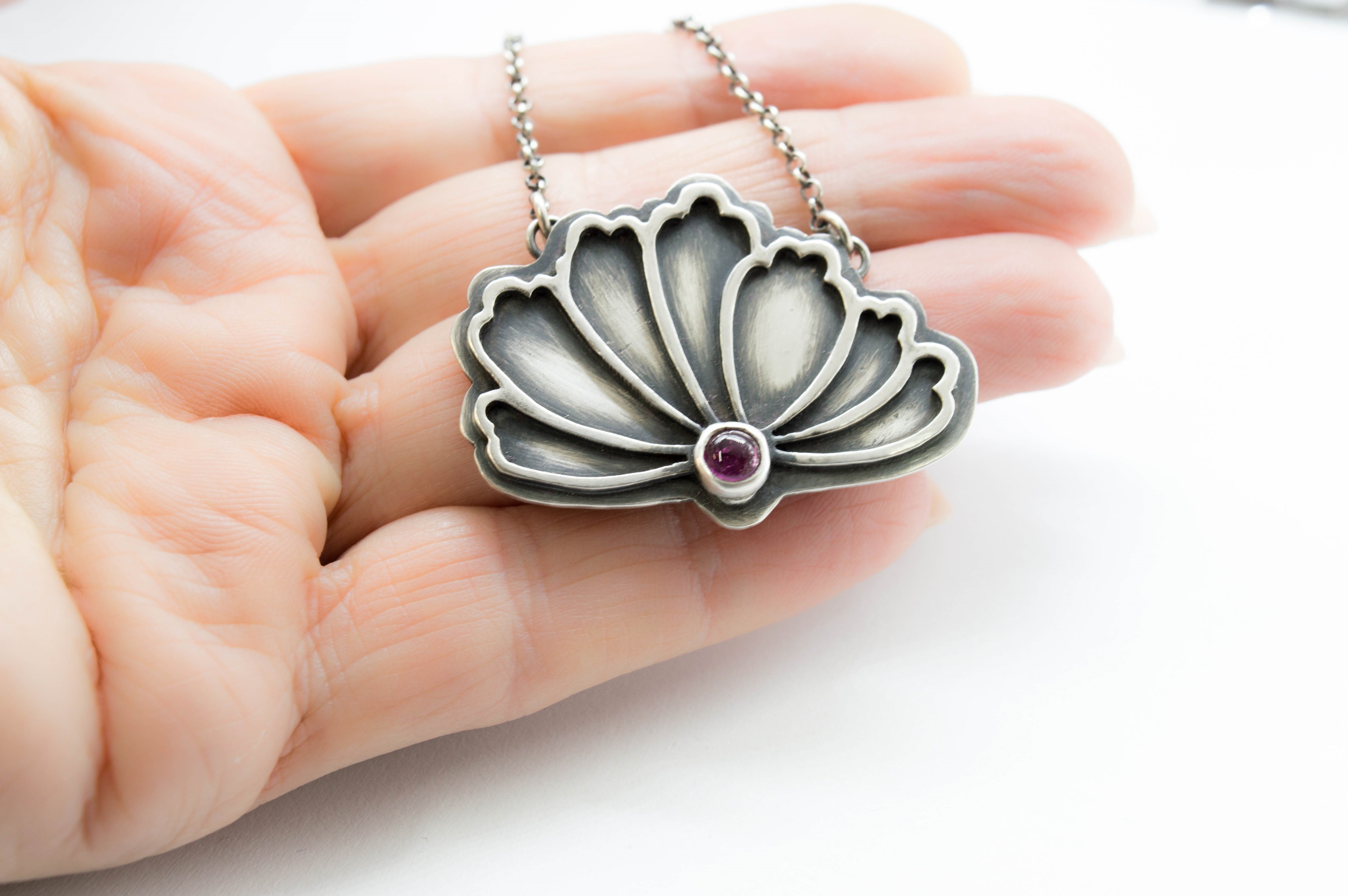 Flower Necklace with Pink Tourmaline