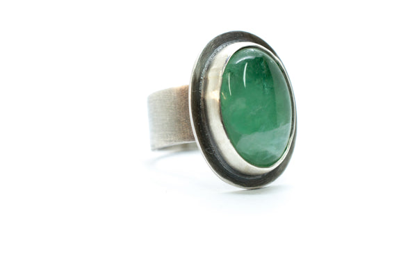 925 Silver Ring with Green Flourite