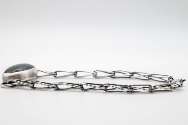 Βραχιόλι με Λαμπραδορίτη και χειροποίητη αλυσίδα σε ασήμι 925